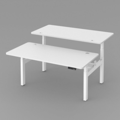 Double height adjustable table Up Up, white frame, electric 2x2 motor height adjustment,